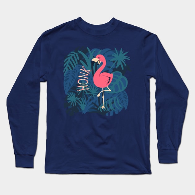 Flamingo Honk Long Sleeve T-Shirt by Abbilaura